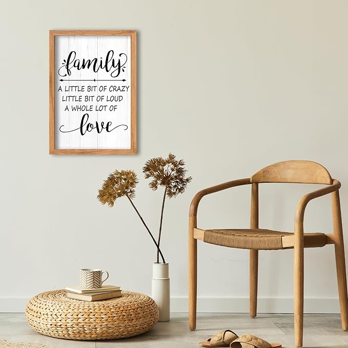 AuraPeak Family Wall Decor For Family A Little Bit Of Crazy Sign Hallway Entryway Horizontal Home Modern Positive Farmhouse Living Room Wall Hanging Art (Wood 16"×10")