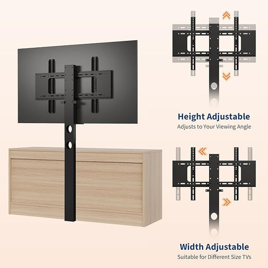 GarveeHome 4 Drawer Dresser TV Stand with Mount, XXX Inch Rattan Entertainment Center for TVs Up to 70 Inch, Farmhouse Wooden Media Console for Living Room, Bedroom, Natural