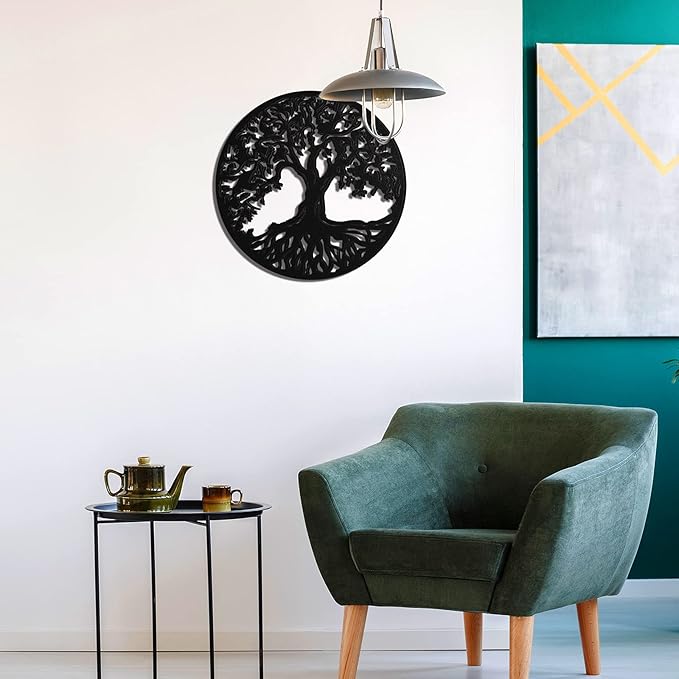 Yalikop Tree of Life Wooden Wall Art Decor Wooden Wall Sculpture 11.8 Inch Tree of Life Wood Hollowed Out Hanging Sign for Farmhouse Home Hanging Decoration Supplies