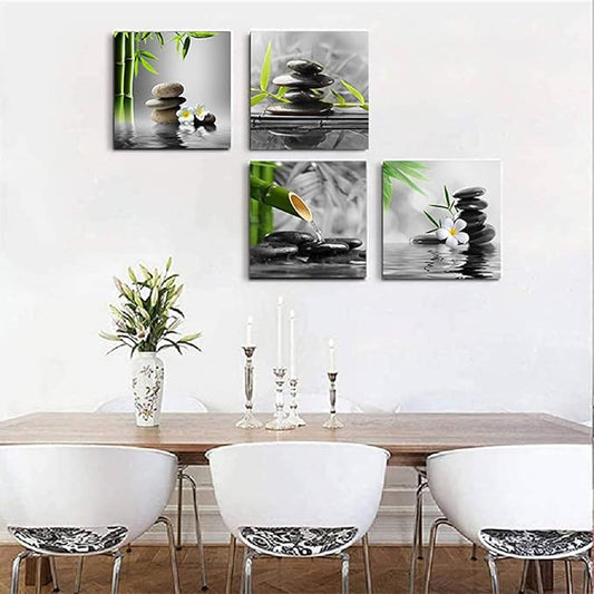 Yxbhhym Bathroom Wall Art Black and White Wall Decor Zen Artwork Buddha Green Canvas Prints Posters Spa Picture for Bedroom Living Room Decor Paintings Modern Office Decorations