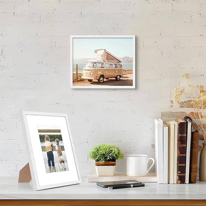 ATOBART 8x10 White Wood Photo Frame,6 Pack Picture Frames Plexi Glass front Wall Hanging Gallery for Wall and Tabletop Display,set of 6
