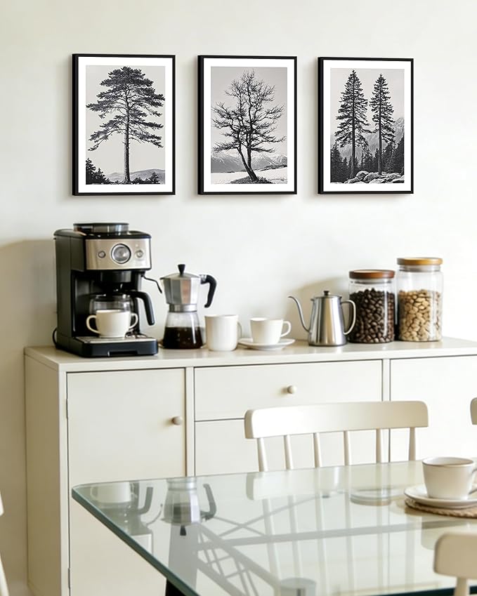 Drsoum Vintage Black Gray Tree Wall Art Framed Antique Retro Forest Prints Modern Rustic Artwork Bedroom Farmhouse Ready to Hang 11x14in Black Framed