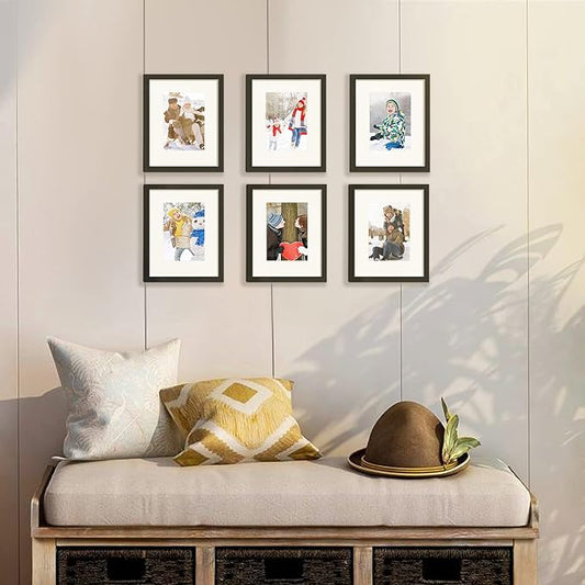 upsimples 8x10 Picture Frame Set of 10, Display Pictures 5x7 with Mat or 8x10 Without, Multi Photo Frames Collage for Wall or Tabletop Display, Black