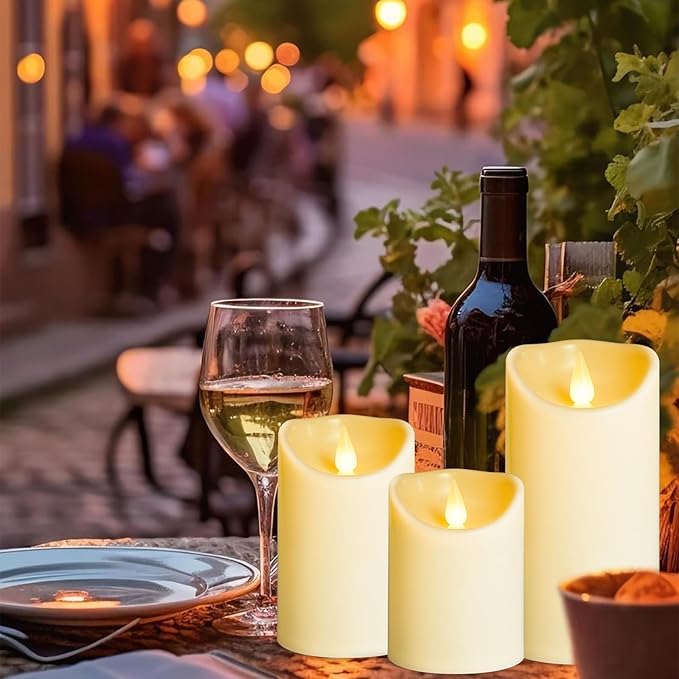 YIWER Plastic Flameless LED Candles,9PCS Battery Operated Candle with Remote Fake Electronic Flickering Light Large Pillar D3”H4”(10.2) 5”6”Durable Use