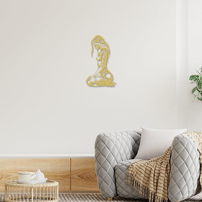 Xedatric Modern Abstract Metal Wall Art-Minimalist Line Sculpture for Bedroom,Living Room,Bathroom-Unique Metal Wall Decor for Home & Office(Gold)