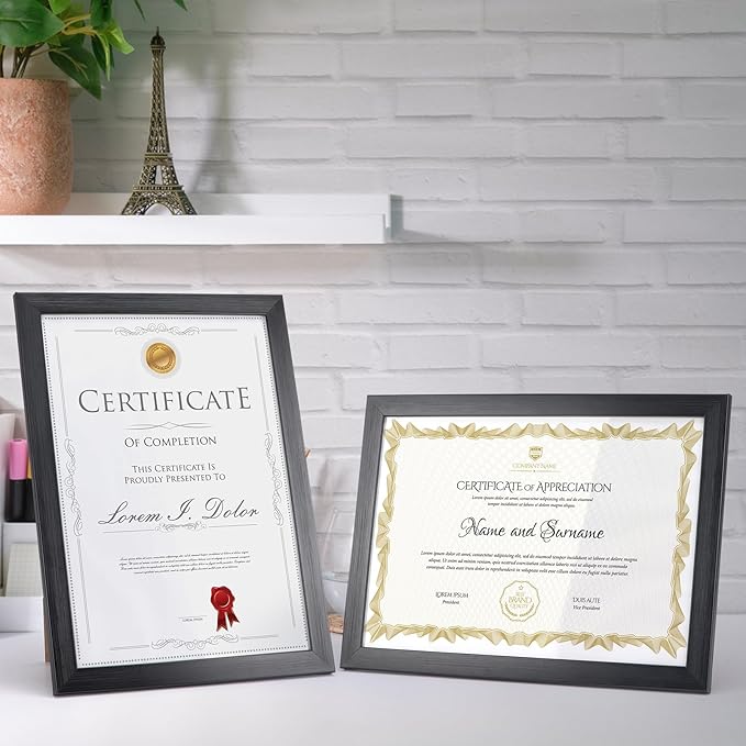 Giftgarden A4 Picture Frame Black Set of 12, Multi 8.3x11.7 Inches Photo Frames Bulk for Wall or Tabletop Display