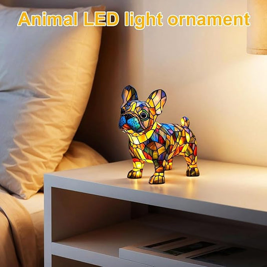 Dog lamp, 3D French Bulldog LED Table Lamp, Dyed Resin Desktop Night Lights,Cute Pet Dog Theme LED Table Lamps, Pet Themed Tabletop Decor (French Bulldog)