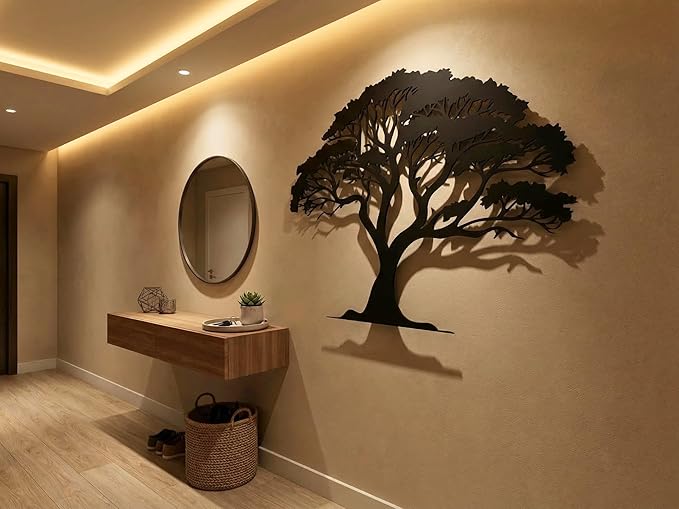 Vailla Tree of Life Decor 3D Wall Art Woonden Wall Hanging Modern Wall Home Decoration 3D Textured Sculptures for Living Room Bedroom Office Dinnig Room 3 Panels Family Tree