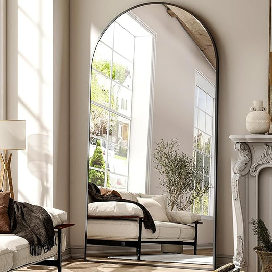 Easly 41"x81" Extra Large Arched Full Length Mirror - Leaning Mirror Arch Wall-Mounted Mirrors - Aluminum Alloy Frame Modern Simple Home Decor - for Living Room Bedroom Cloakroom