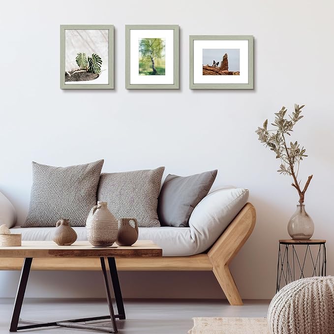 Golden State Art, 8x10 Picture Frame Set of 6 - Matted to 5x7 Photo - Engineered Wood Gallery Frame Set - Wall Mounting or Tabletop Display (Grey,6 Pack)