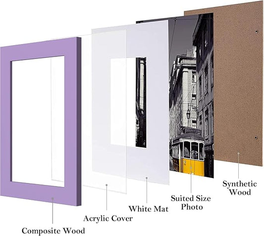 eletecpro 4x6 Picture Frames Set of 10, Picture Frame Collage Wall Decor Display 3.5x5 Photo with Mat or 4x6 without Mat, Home Decor Gallery Frame for Table Top or Wall Mounting, Purple
