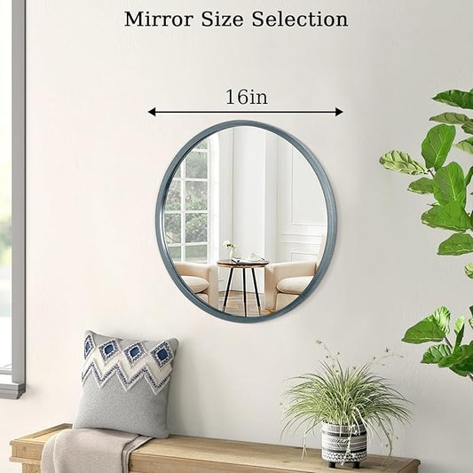 AOAOPQ Mirror for Wall Small Round Mirrors for Bathroom Entryway Living Room Hallway Bedroom Sapphire Turquoise Matte Frame Anti-Rust Hangs