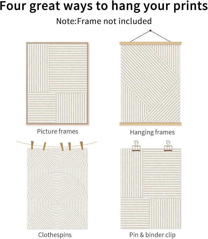 Beige Abstract Wall Art Pictures Set of 3 Boho Modern Canvas Wall Decor Neutral Line Wall Art Minimalist Art Abstract Beige Prints Painting Modern Artwork for Living Room Bedroom 24x36 Inch Unframed