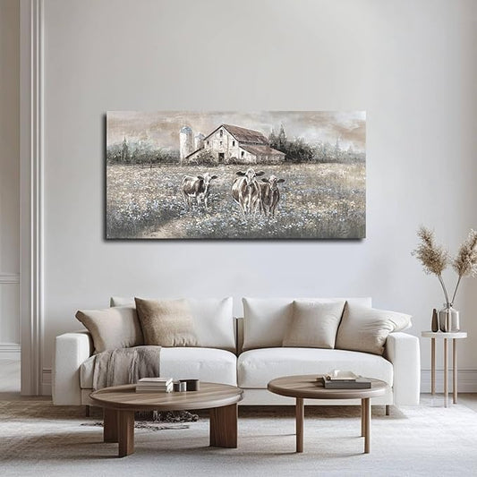 Cow Wall Printings Posters Animal Pictures Wall Art Black and White Wall Decorations for Dining Room Bedroom Office 24×48 Inch Nature Room Decor