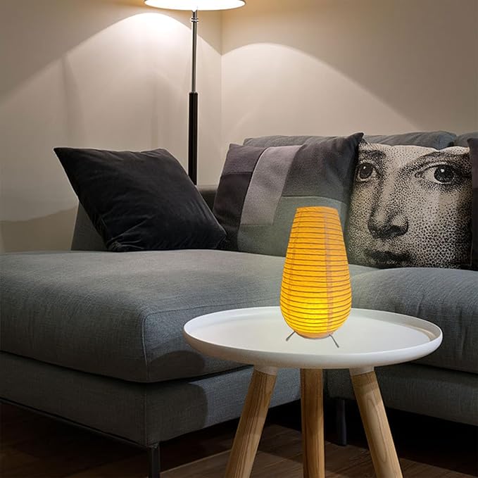 YY YEARCHY Cordless Paper Lamp Table Lamp Japanese Rice Paper Shade for Bedroom Livingroom (1, 10.43"x 5.71")