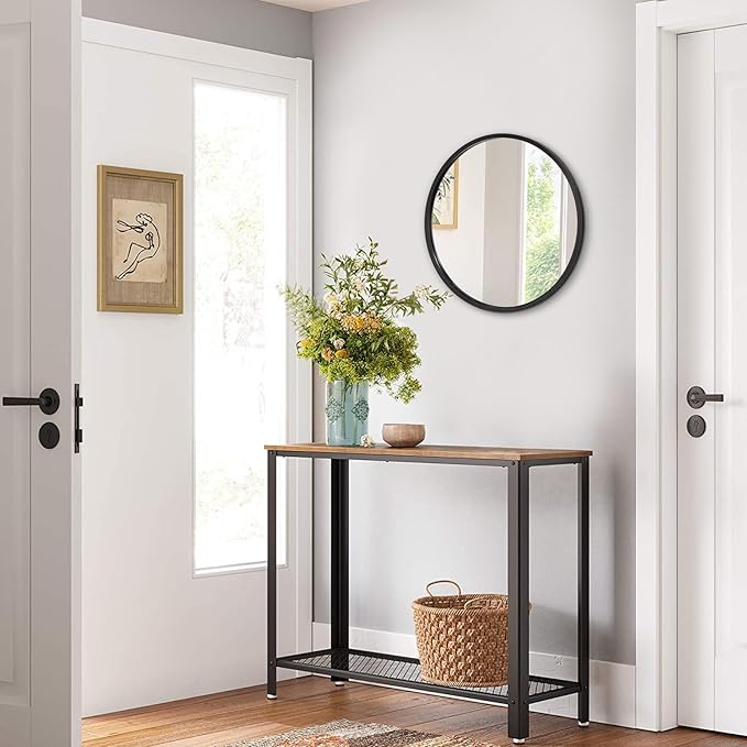 AOAOPQ Black Round Mirror for Wall Small Round for Bathroom Entryway Living Room Hallway Matte Tempered Glass Frame Mirrors Anti Rust Hangs Tempered Glass for Bedroom Entry Dining Room