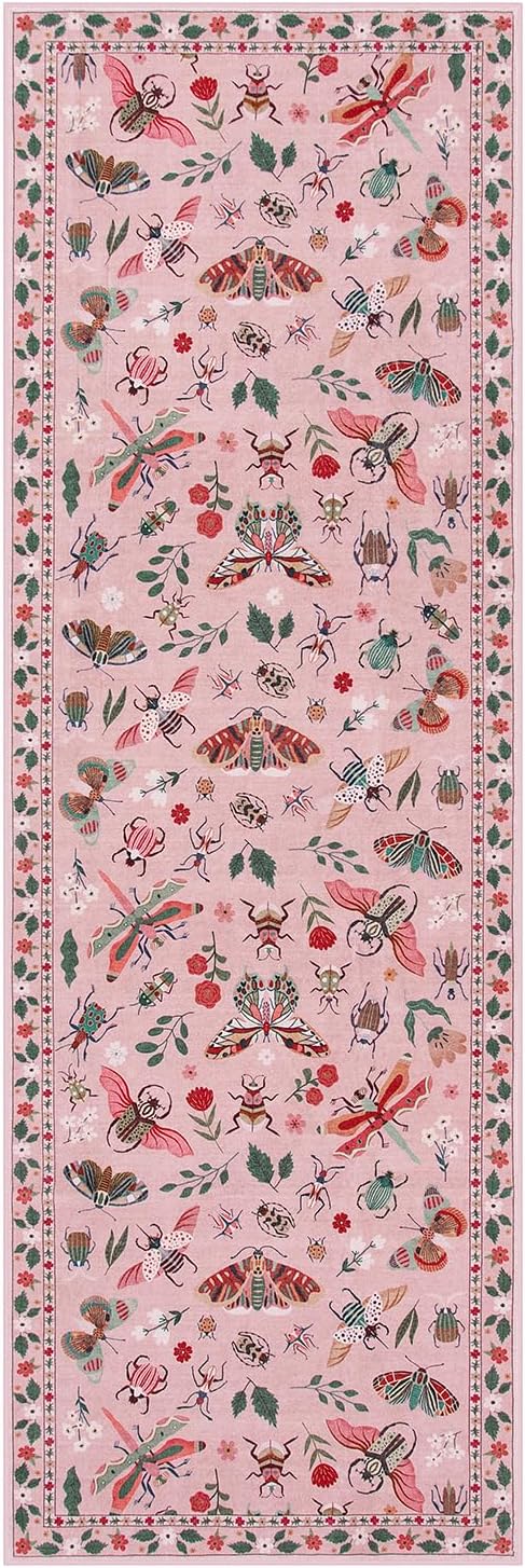 Lahome Insect Washable Runner Rug, 2x6 Kitchen Runners for Hallways 6 Feet Non Slip, Soft Laundry Room Rug Ultra-Thin Long Carpet for Bathroom Bedroom Entryway Vionnet, Pink
