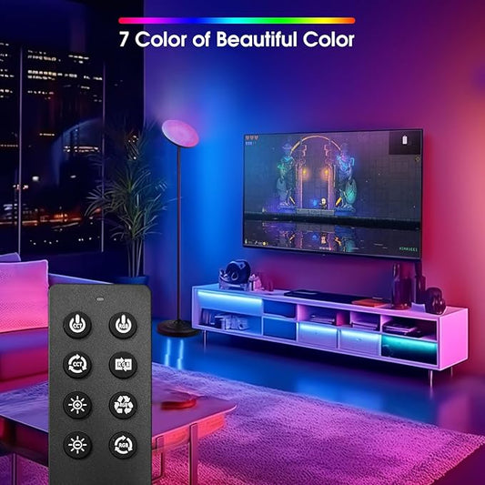 hanaking 30W/2600LM Bright Floor Lamp with Remote Control, RGB Color Changing Torchiere Floor Lamp, Stepless Adjust Color Temperatures and Brightness for Bedroom and Play Room