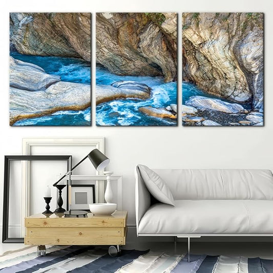 Pacimo 3 Piece Canvas Wall Art - Taroko National Park Beautiful Scenery Pictures Painting Prints on Canvas Modern Artwork Home Wall Decor Stretched and Framed Ready to Hang - 20"x28"x3