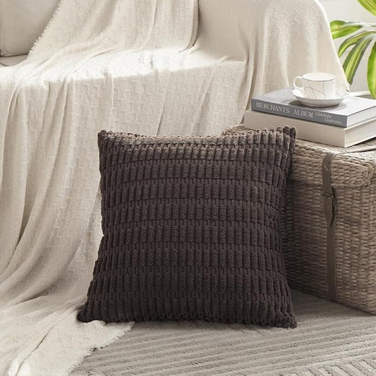 Fancy Homi 4 Packs Decorative Throw Pillow Covers for Living Room Couch Bed, Modern Farmhouse Boho Home Décor Accent Cushion Case, 22" x 22", Dark Brown