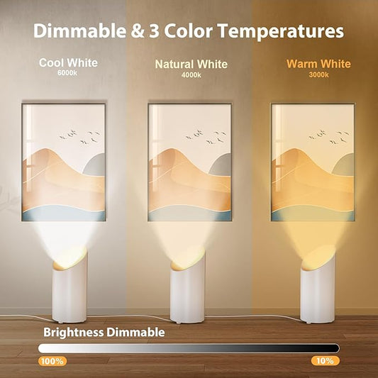 Brightown LED SpotLights - 2 Pack Uplighting Floor Can Lights with Remote and Timer, 3 Color Temperatures & Dimmable, 2 Lighting Modes for Wall Picture Painting Plants Indoor Accent Lighting, White