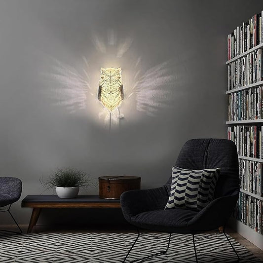 3D Animal LED Wall Lamp, LED Home Decoration Lamp, Atmosphere Rendering Lamp, for Study, Bedroom, Dining Room, Stairway, Hallway, Bar。Built-in Battery and Hook, Turn on and go(Night Owl)