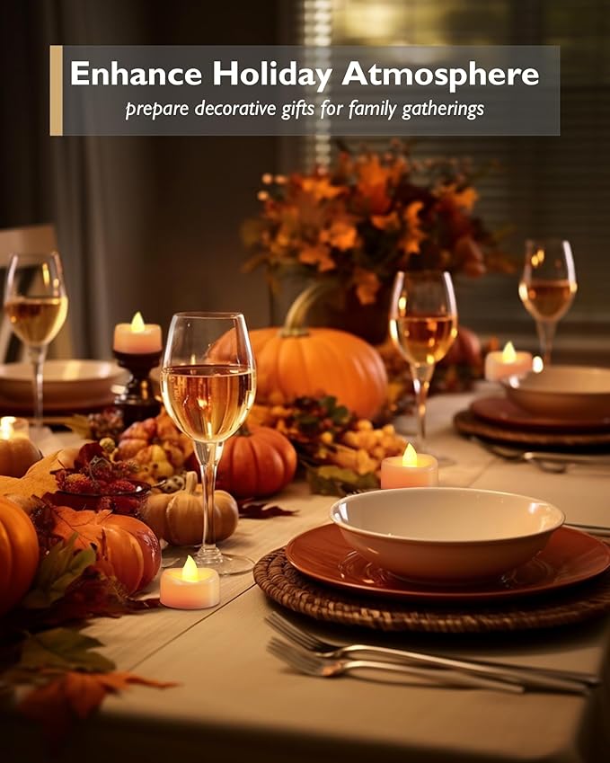 merrynights LED Candles with Remote and Timer, 12PCS Flameless Tea Lights Candles Battery Operated, Remote Control Tea Lights with 6/8 H Timer for Halloween Christmas Holiday Warm Yellow