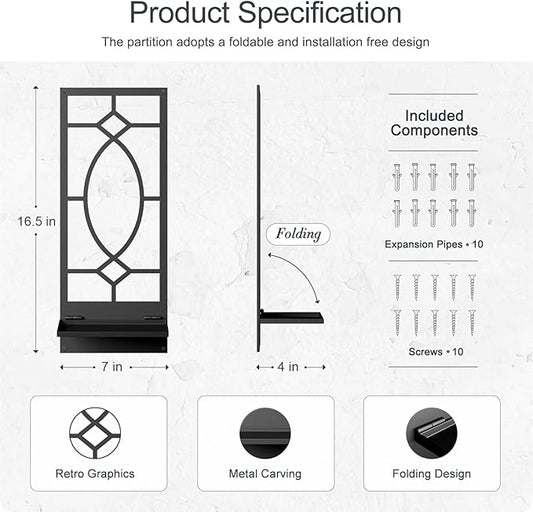 Candle Wall Sconces Set of 2, Black Metal Minimalism Wall Candle Holder for Living Room, Dining Room, Bedroom, Bathroom (2 Pack, 16.5 x 7 in)