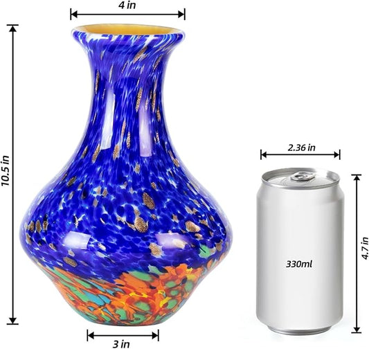 KAMMAK Colored Glass Vase, Beautiful Hand Blown Decorative Vase, Modern Art Vase for Flower Mantle Dining Table Centerpiece, Entryway Living Room Wedding Decoration, HR010