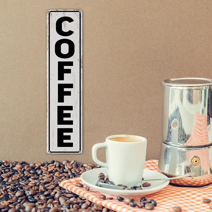Coffee Wall Art, Retro Metal Tin Sign, Bakery Signs, Vintage Home Decor for Kitchen Bar, Coffee Corner Decoration Accessories, 15.8x4 Inches