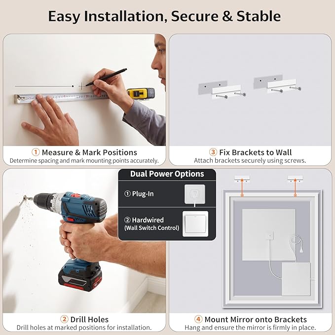 30"x36" LED Bathroom Mirror with Lights, Front & Backlit, Anti-Fog, Dimmable, 3 Color Temperature, CRI 90+, LED Mirror for Bathroom with Premium Full Aluminum Frame, Touch Control with Memory