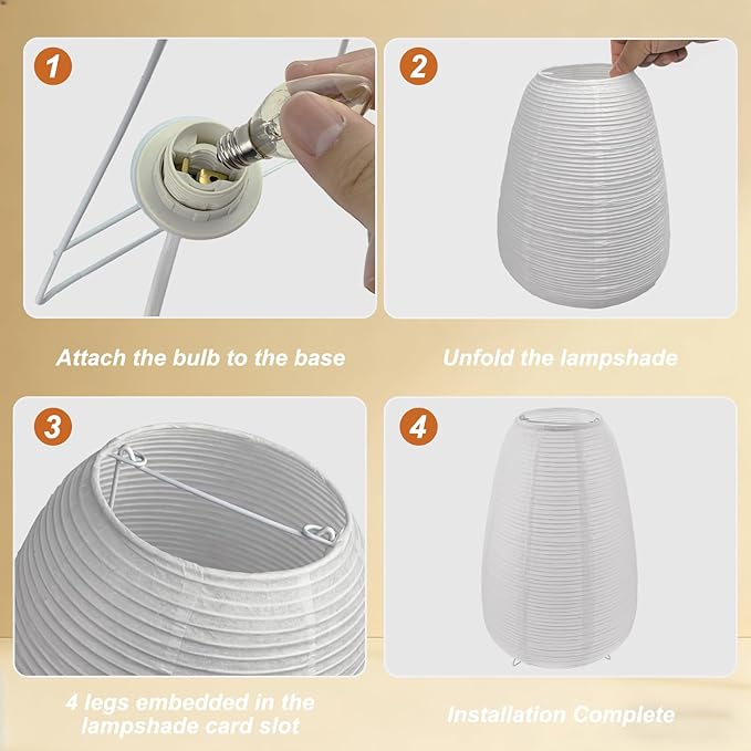 YY YEARCHY Table Lamp Paper Lamp Japanese Standing Lamps with Rice Paper Shade for Bedroom Livingroom(Long Type)