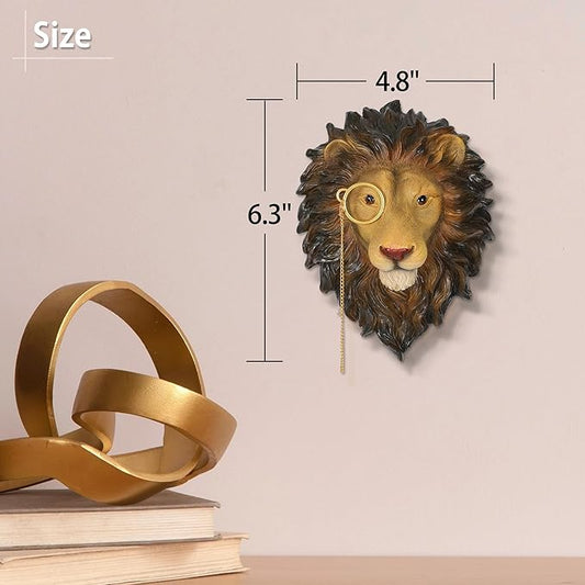 UITWMKTG Simulated Animal Head Wall Decor Colored Animal Sculptures Wall Mount 3D Wall Art Decoration for Home Bedroom Living Room Decor Lion