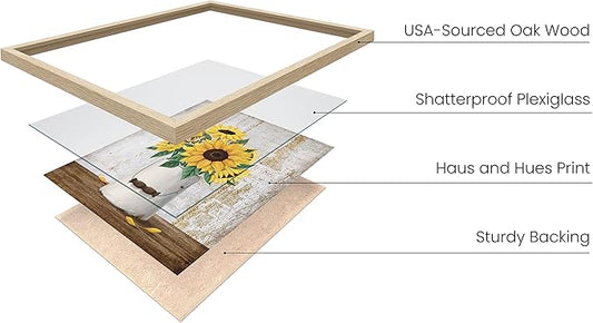 HAUS AND HUES Flower Wall Decor - Set of 4 Floral Wall Art, Framed Flower Paintings, Floral Pictures, Frameable Botanical Posters (8x10, Beige Frame)