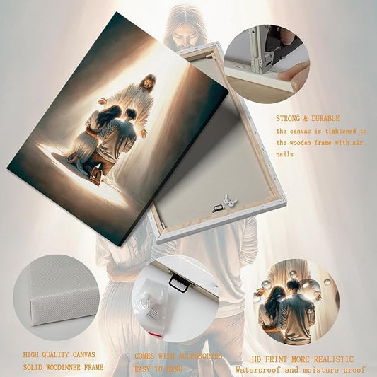 Jesus Blesses Couple Canvas Wall Art Couple Kneeling and Praying to Jesus Painting picture Wall Decor religion Christian Poster Print Artwork for Church LDS bedroom Living Home Decor 24x36 in Canvas