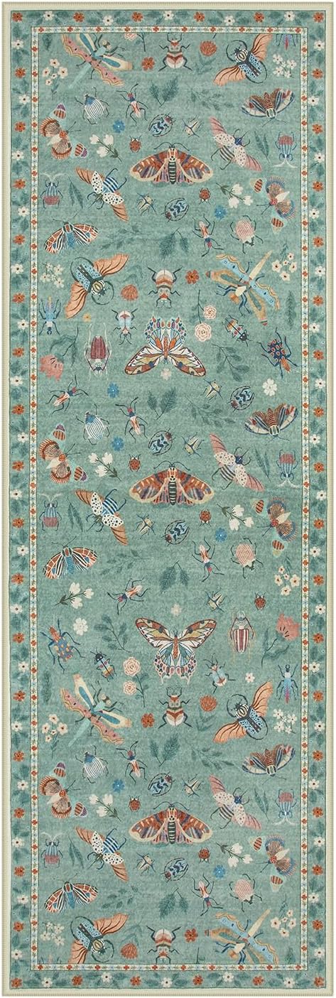 Lahome Insect Washable Runner Rug, 2x6 Kitchen Runners for Hallways 6 Feet Non Slip, Soft Laundry Room Rug Ultra-Thin Long Carpet for Bathroom Bedroom Entryway Vionnet, Green