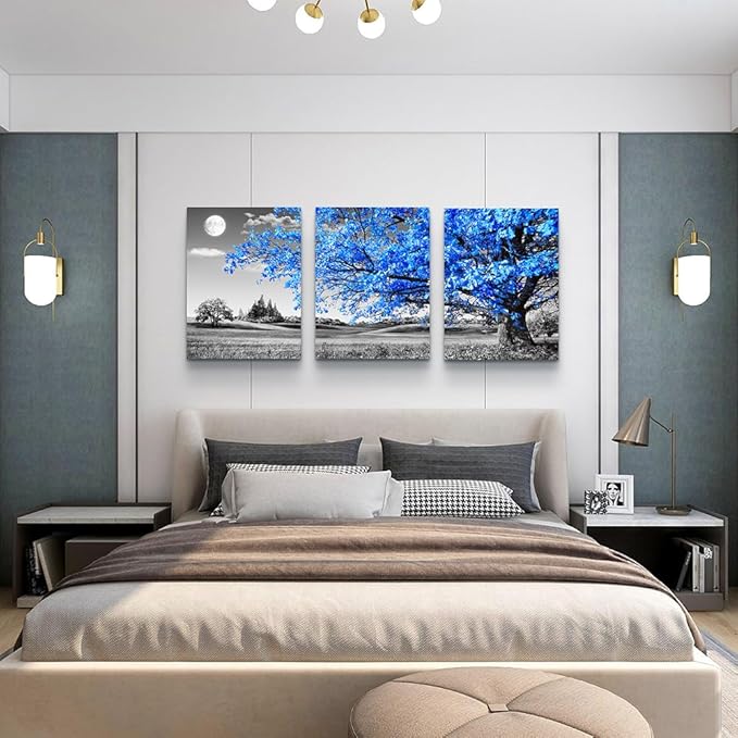 Lapremoly Canvas Wall Art - 3 Piece Black And White Landscape Wall Paintings For Living Room, Bedroom, Office Decor