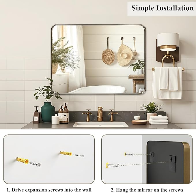 Fabuday Bathroom Mirror Over Sink - 40x30 Inch Bronze Wall Mirror with Aluminum Alloy Frame, Rectangle Vanity Mirror for Bedroom, Living Room, Entryway, Farmhouse