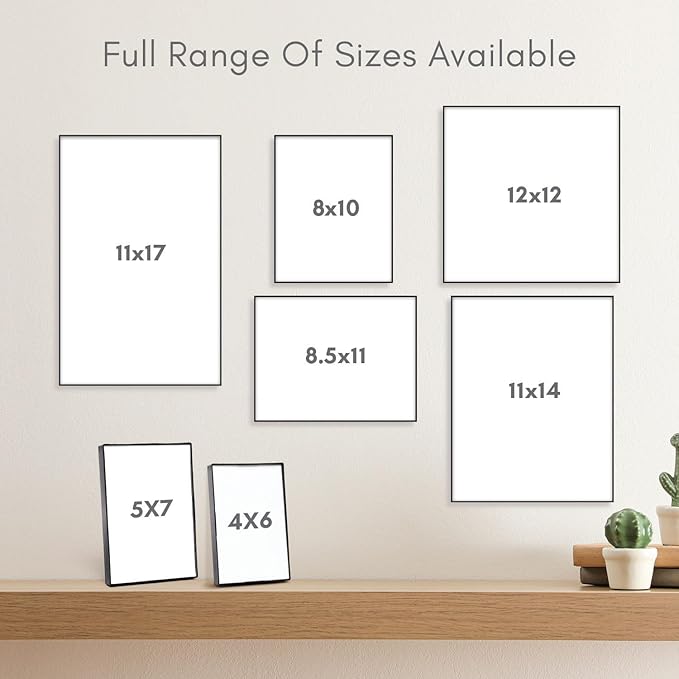 Mantello 5x7 Picture Frame Set - Front Loading 5 x 7 Frames - Display for Wall Artwork, Accent Piece, Photographs - Minimalist Tabletop & Desktop Decor - 12 Pack, Black