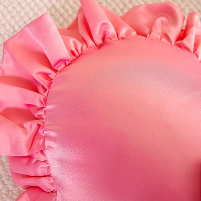MOJUN Heart Pillow, Heart Shaped Throw Pillow Pink Ruffle Design Love Bow Pillow Home Decorative Pillows Cushion for Sofa Living Room Bed Chair Wedding Gifts Pillows