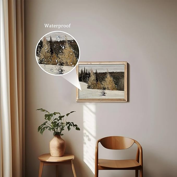 uniro Vintage Wall Art Prints - Vintage Christmas Print Winter Landscape Oil Painting, Rustic Tree Forest Christmas Picture Wall Decor, Retro Muted Snowy Landscape Holiday Wall Decor, Xmas Decor for Bedroom Bathroom Living Room Christmas Holiday Decor(...
