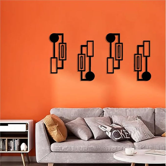 DUOOLN 2 Pcs Black Abstract Metal Wall Art, Minimalist Décor Single Line Art Wall Décor, 3D Textured Modern Geometrical Metal Wall Sculptures, for Living Room Bedroom Bathroom Study Room Home Decor