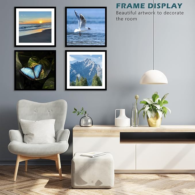 JCJMY 12 Pack 12.5x12.5 Record Frame with 10x10 Mat for Vinyl Record Album Cover Poster, Display Photo 10x10 with Mat or 12.5 x 12.5 Without Mat, Wall Hanging Vinyl Frames, 12 Pack, Black