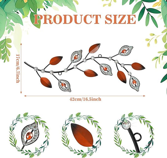 Cityelf 3 Set Crystal Leaf Wall Art Sculpture Iron Tree Leaves Branch Hanging Wall Décor Jeweled Bling Home Deor Acrylic Diamond Accent …