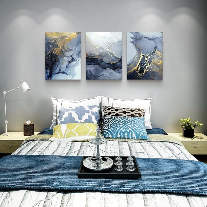 Lapremoly Abstract Canvas Wall Art - Bedroom, Living Room, Office & Bathroom Decor - 3 Piece Set (12x16 in)