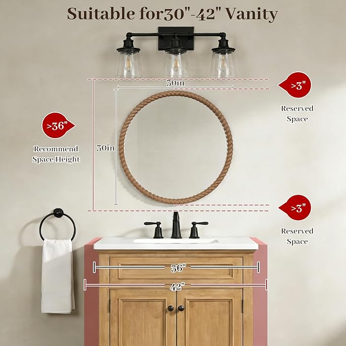 WallBeyond 30" Round Mirror with Rope-Design Frame, Large Circle Wall Mirror for Bathroom, Bedroom, Entryway & Living Room, Natural