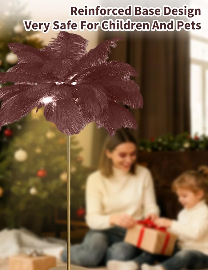Feather Floor Lamp,Fluffy Ostrich Feather Floor Lamp for Bedroom,3 Color Temperatures Led Corner Modern Floor Lamps for Living Room Christmas Home Decor House Warming Gifts,63″ Height (Coffee)