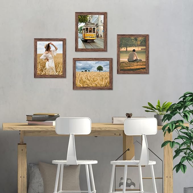 PETAFLOP 8.5x11 Picture Frame Set of 7, Rustic Certificate Frame Display 8.5 by 11 Inch Photo for Wall or Tabletop