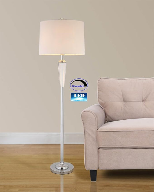 Artiva USA LED7446FLC Crystal Suite Collection 60"H Modern Chrome 2-Light LED Crystal Floor Lamp with Dimmer, Chrome