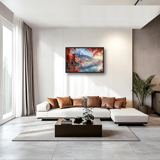 Mount Landscape Large Wall Art for Living Room Lake Mountain Nature Fall Maple Leaves Decor Japanese Autumn Tree Pictures Canvas Prints Painting Framed Artwork for Modern Home Bedroom 24"x36"
